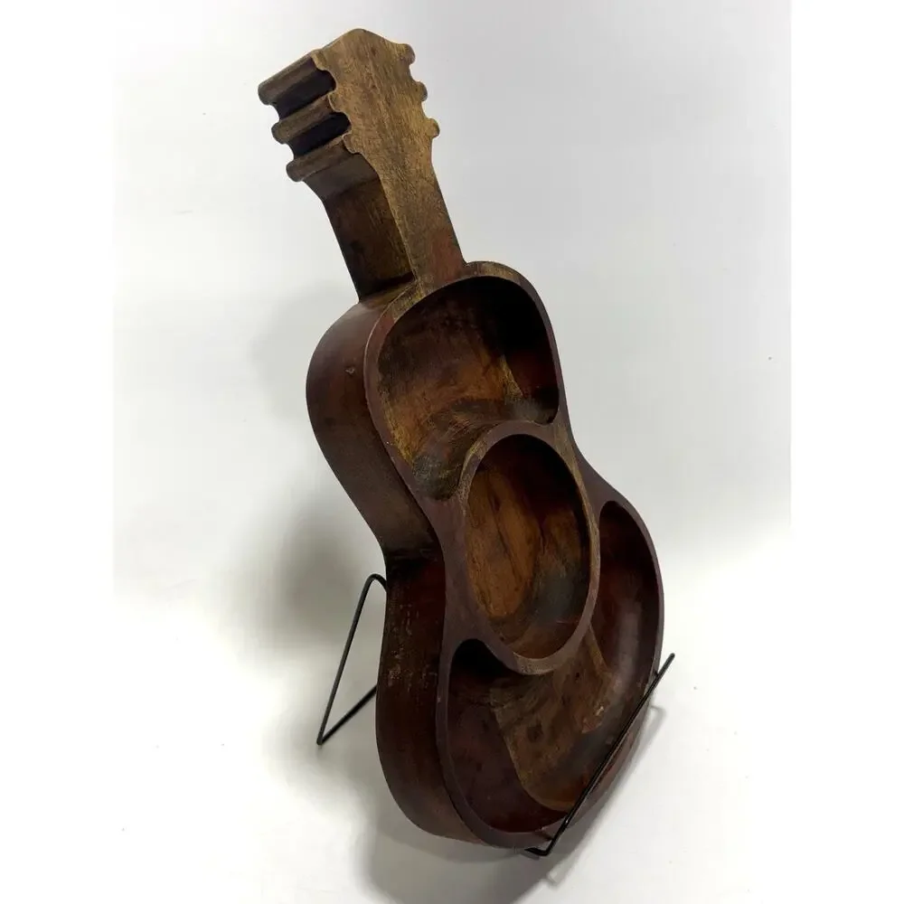 Monkey Pod Wood Guitar Serving Tray Bowl Divided Danya Philippines